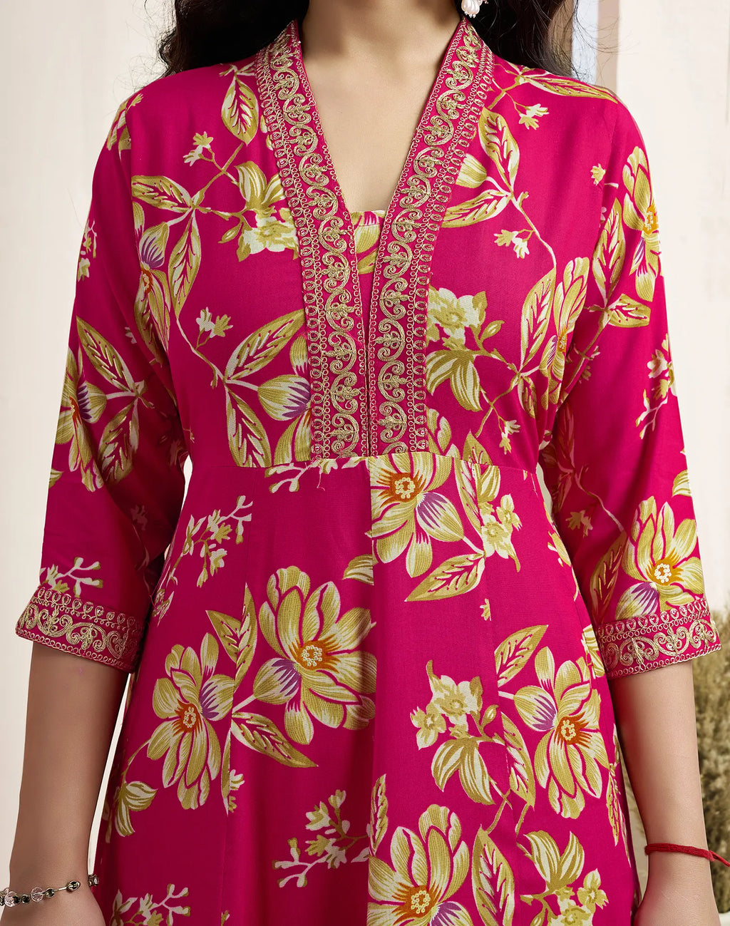 Viscose Rayon Floral Print Anarkali 3 Piece Kurta Set
