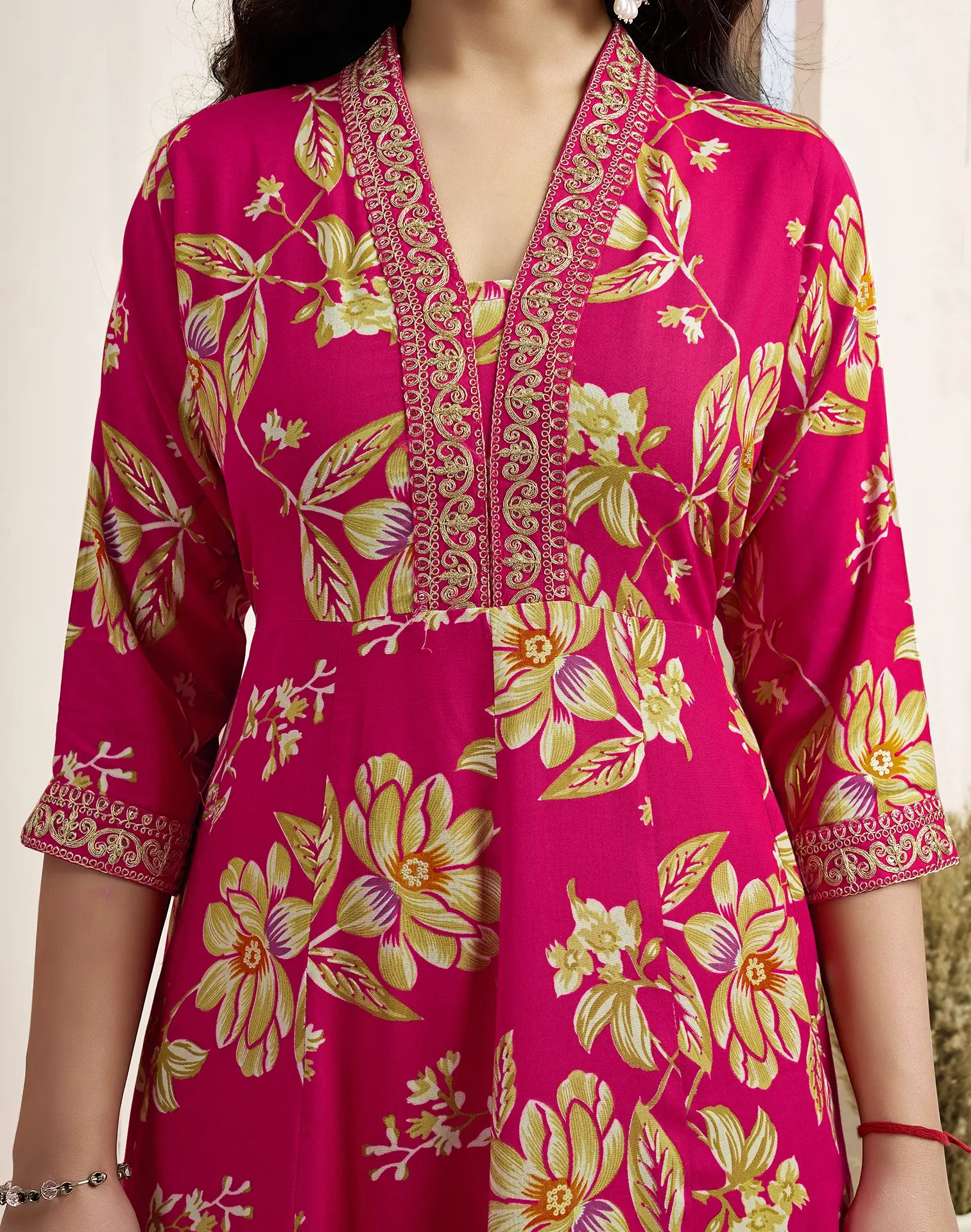 Viscose Rayon Floral Print Anarkali 3 Piece Kurta Set