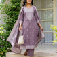 V Neck Cotton Kurta Set with Dupatta Under 1299 for Festive Wear