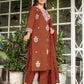 Cotton Straight Embroidery Round Neck Kurta with Pant & Dupatta