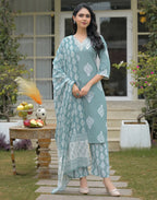 Viscose Rayon Printed Straight 3 Piece Kurta Set
