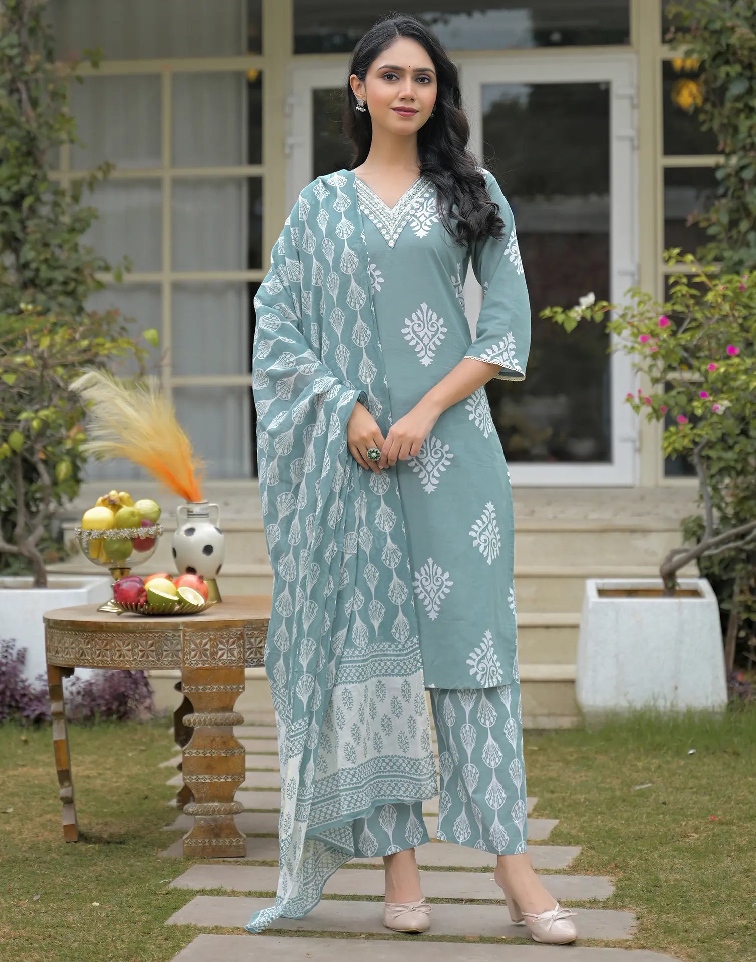 Viscose Rayon Printed Straight 3 Piece Kurta Set