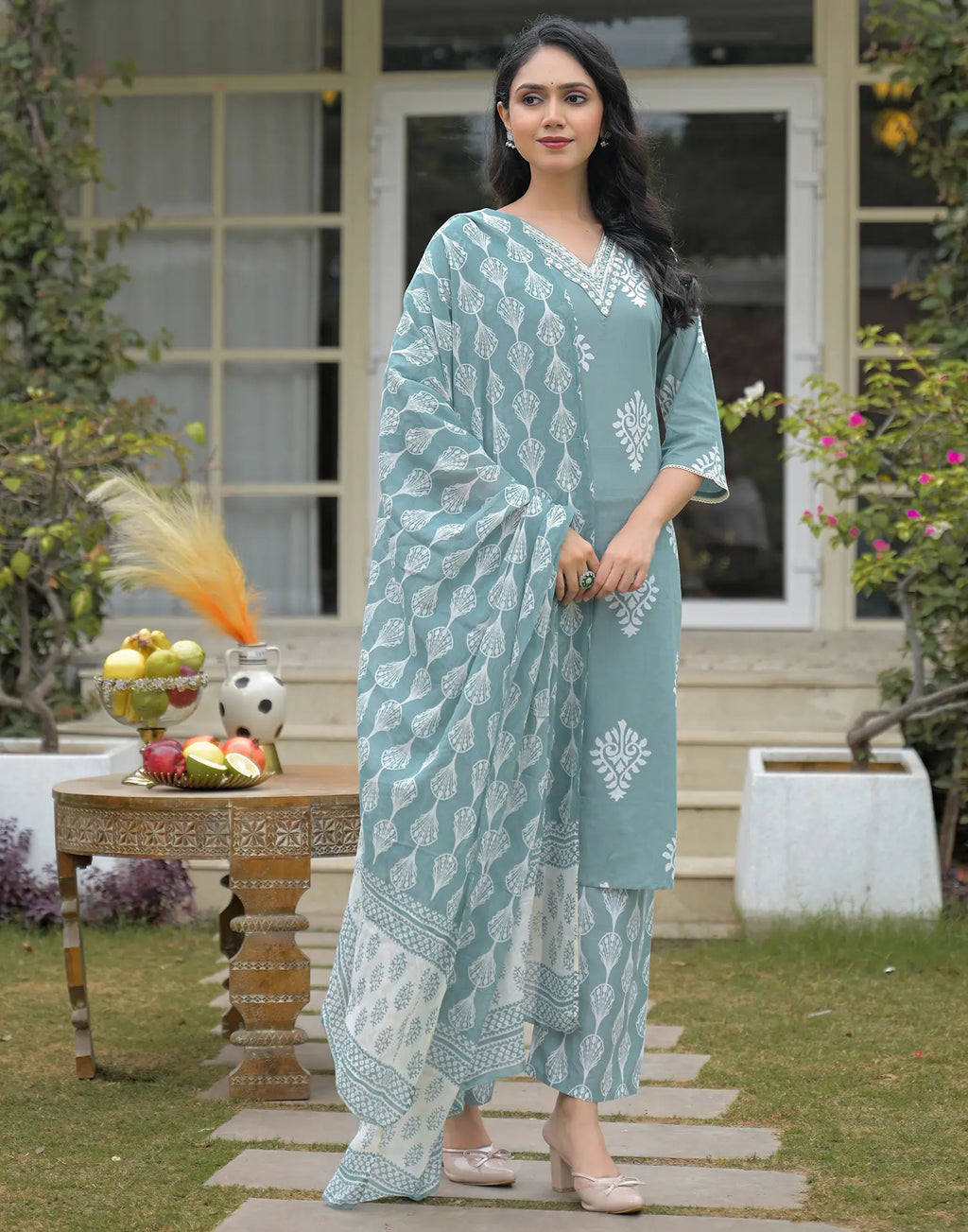 Viscose Rayon Printed Straight 3 Piece Kurta Set