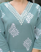 Viscose Rayon Printed Straight 3 Piece Kurta Set