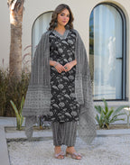Skylee Cotton Embroidered Straight 3 Piece Kurta Set For Woman