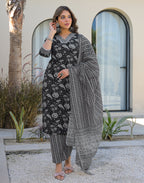 Skylee Cotton Embroidered Straight 3 Piece Kurta Set For Woman