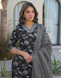 Skylee Cotton Embroidered Straight 3 Piece Kurta Set For Woman