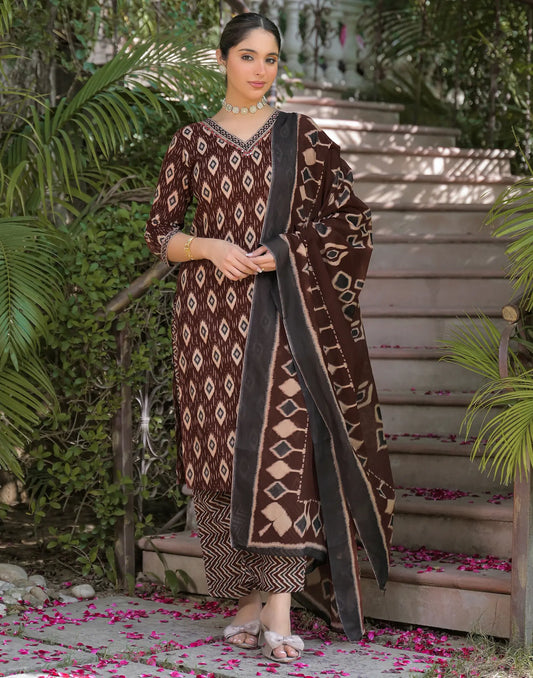 Viscose Rayon Embroidered Straight 3 Piece Kurta Set