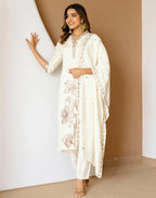 Silk Blend Embroidered Straight 3 Piece Kurta Set