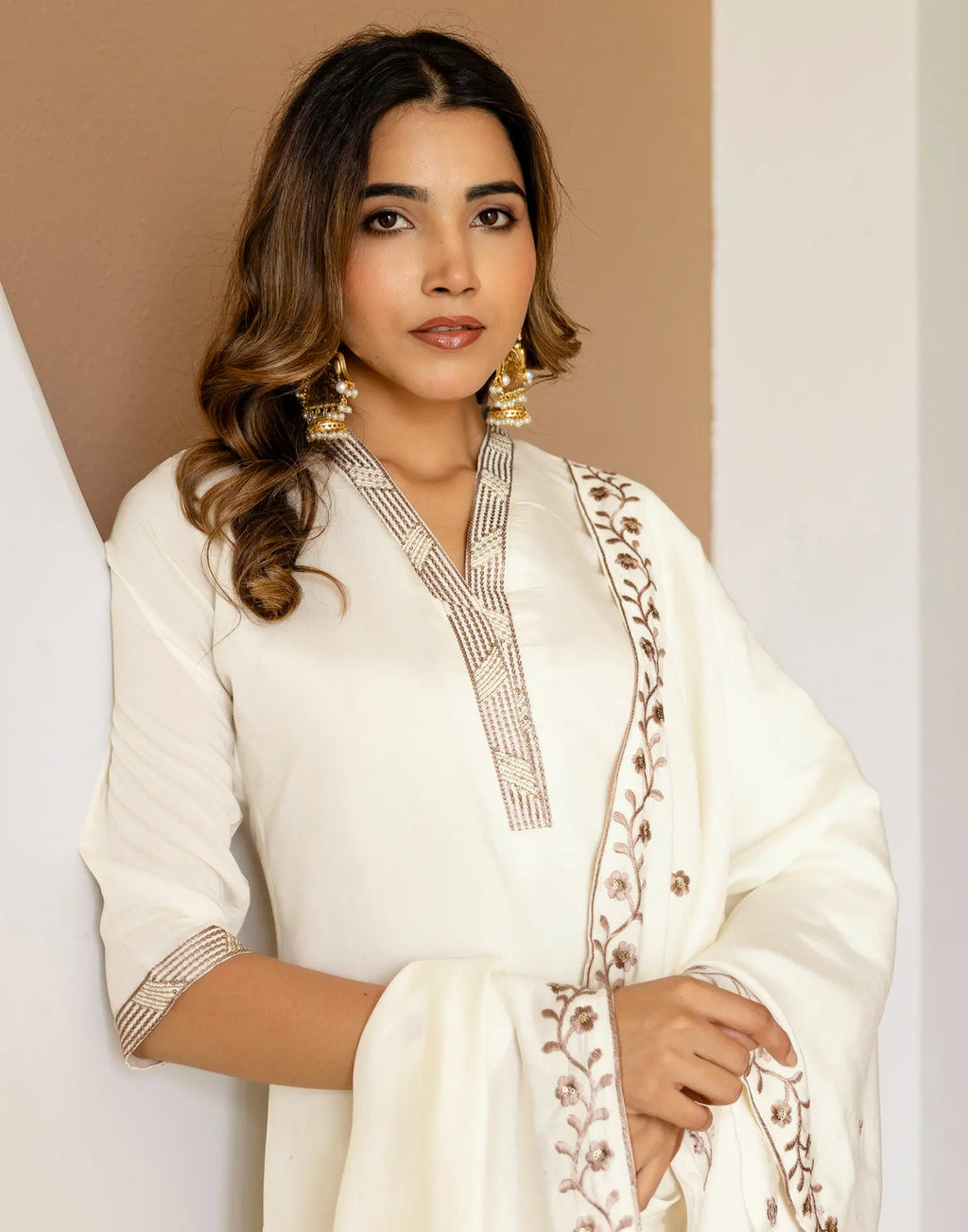 Silk Blend Embroidered Straight 3 Piece Kurta Set