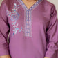 Purple Silk Embroidered Straight Kurta Set with Pant & Dupatta for Women Office & Casual Wear under 1299