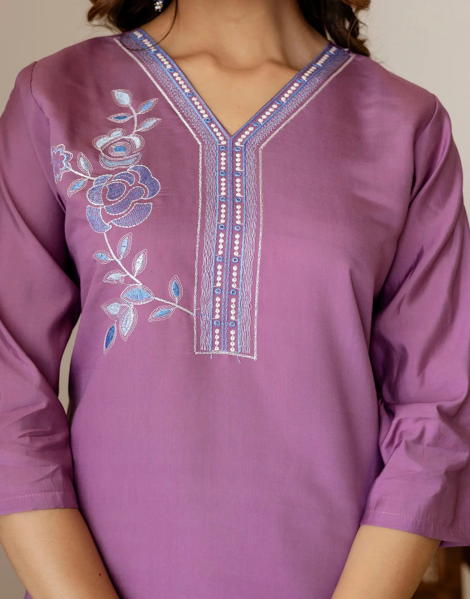 Silk Blend Embroidered Straight 3 Piece Kurta Set