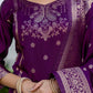 Purple Silk Woven Straight Kurta Set with Pant & Dupatta under 1000