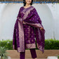 Purple Silk Woven Straight Kurta Set with Pant & Dupatta under 1000