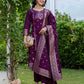 Purple Silk Woven Straight Kurta Set with Pant & Dupatta under 1000