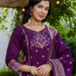 Purple Silk Woven Straight Kurta Set with Pant & Dupatta under 1000