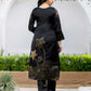 Black Silk Woven Straight Kurta Set with Pant & Dupatta under 999