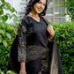 Black Silk Woven Straight Kurta Set with Pant & Dupatta under 999
