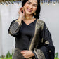 Black Silk Woven Straight Kurta Set with Pant & Dupatta under 999