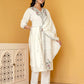Silk Blend Embroidered Straight Kurta with Pant & Dupatta