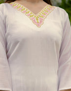 Silk Blend Embroidered Straight 3 Piece Kurta Set