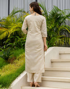 Silk Blend Embroidered Straight 3 Piece Kurta Set