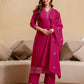 Silk Blend Embroidered Straight Kurta with Pant & Dupatta