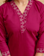 Silk Blend Embroidered Straight 3 Piece Kurta Set