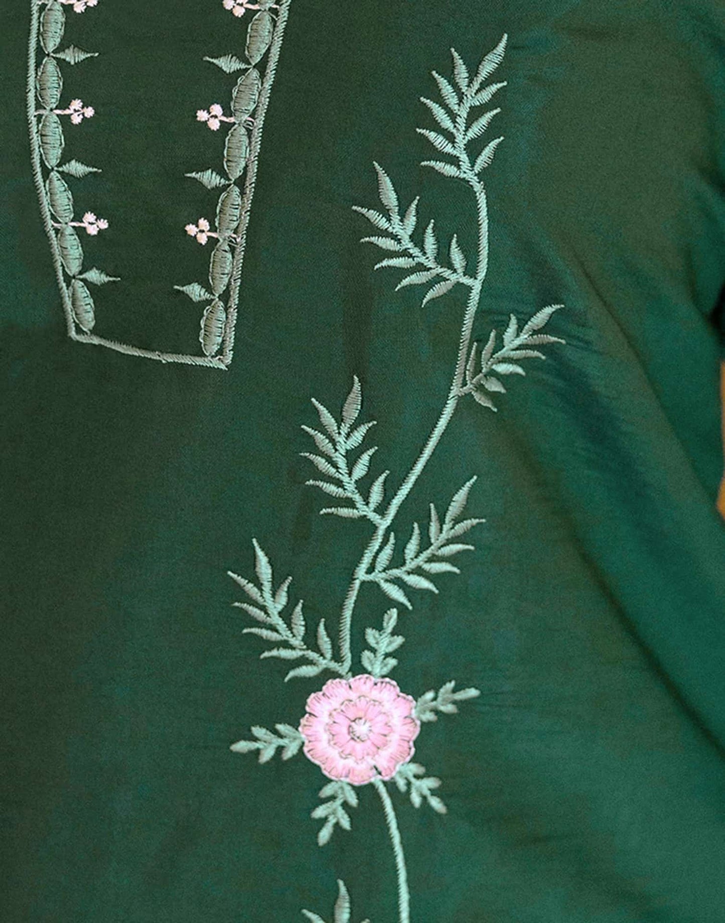 Silk Blend Embroidered Straight Kurta with Pant & Dupatta