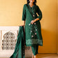 Silk Blend Embroidered Straight Kurta with Pant & Dupatta