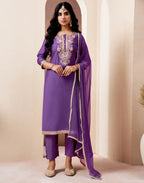 Silk Embroidered Straight 3 Piece Kurta Set