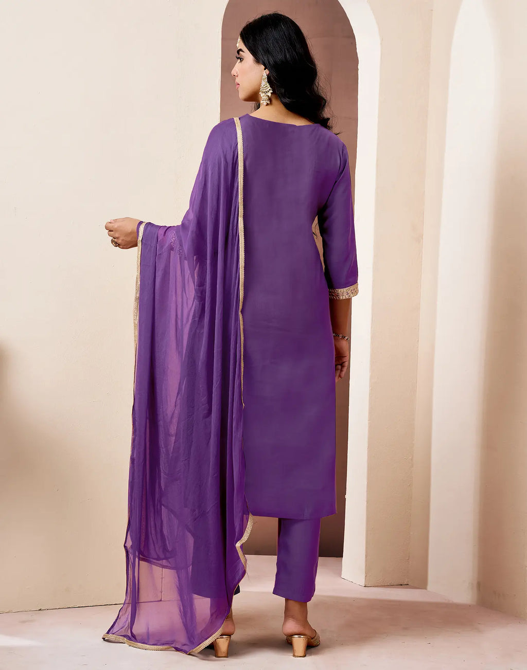 Silk Embroidered Straight 3 Piece Kurta Set