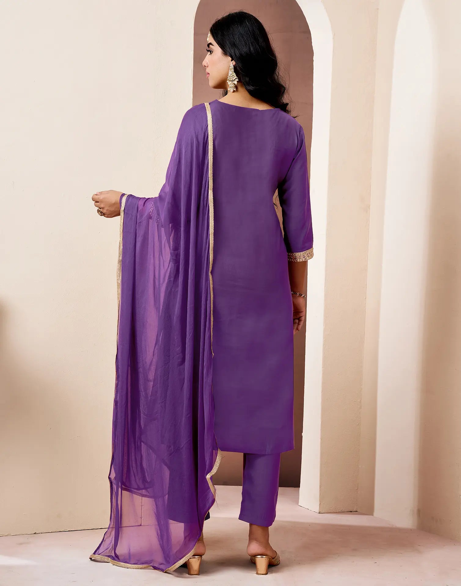Silk Embroidered Straight 3 Piece Kurta Set