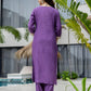 Purple Silk Embroidered Straight Kurta Set with Pant & Dupatta under 1299