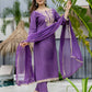 Purple Silk Embroidered Straight Kurta Set with Pant & Dupatta under 1299