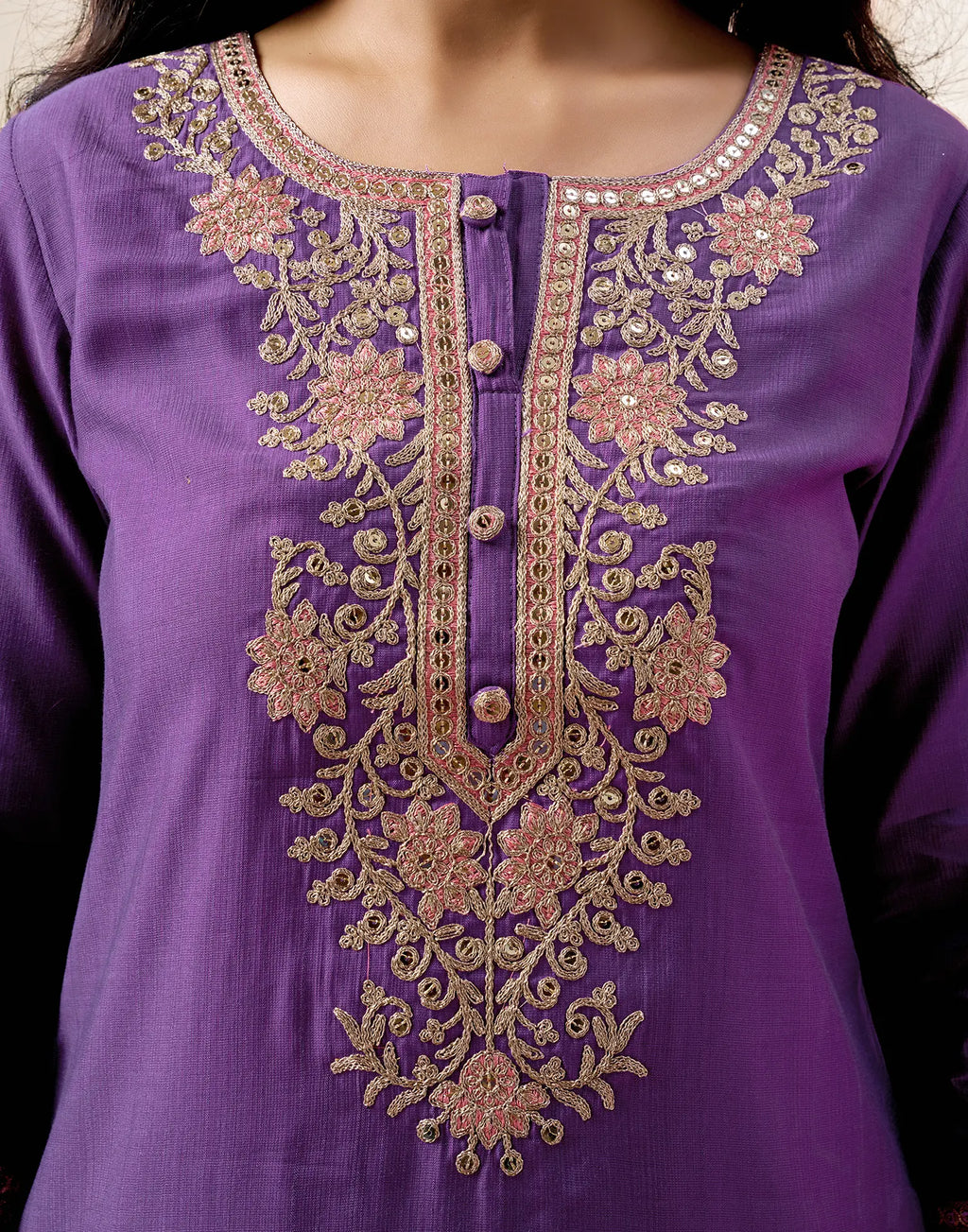 Silk Embroidered Straight 3 Piece Kurta Set
