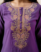 Silk Embroidered Straight 3 Piece Kurta Set
