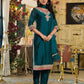 Blue Silk Embroidered Straight Kurta Set with Pant & Dupatta under 1250