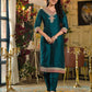 Blue Silk Embroidered Straight Kurta Set with Pant & Dupatta under 1250