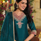 Blue Silk Embroidered Straight Kurta Set with Pant & Dupatta under 1250