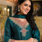 Blue Silk Embroidered Straight Kurta Set with Pant & Dupatta under 1250