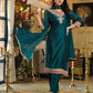 Blue Silk Embroidered Straight Kurta Set with Pant & Dupatta under 1250