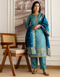 Silk Blend Embroidered Straight 3 Piece Kurta Set