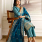 Blue Silk Embroidered Straight Kurta Set with Pant & Dupatt under 1299