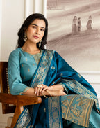 Silk Blend Embroidered Straight 3 Piece Kurta Set