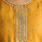 Yellow Silk Embroidered Straight Kurta Set with Pant & Dupatta. is perfect for weddings, festive occasions