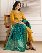 Silk Blend Embroidered Straight 3 Piece Kurta Set