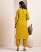 Cotton Embroidered Straight 3 Piece Kurta Set
