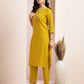 Silk Blend Straight Embroidery Round Neck Kurta with Pant & Dupatta