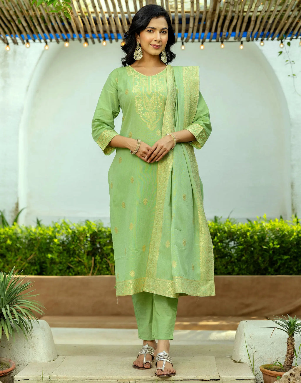 Cotton Woven Woven Straight 3 Piece Kurta Set